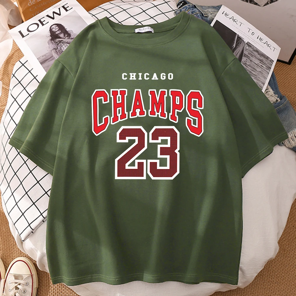 

Chicago Champs 23 Men T-Shirt Hip Hop Vintage Oversize Loose Soft T Shirts Short Sleeve Breathable Tops High Quality T Shirts