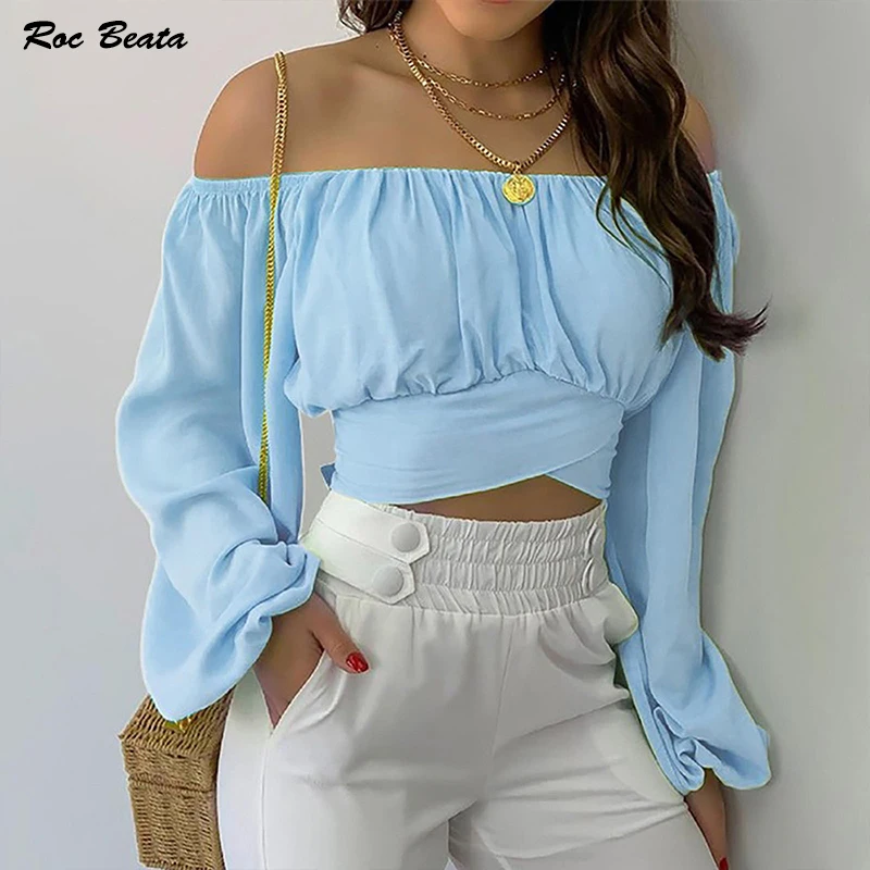 Модные сексуальные футболки с воротником-лодочкой и длинным рукавом Женские