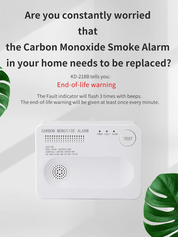 HOUSEACE Carbon Monoxide Smoke Alarm Wireless High Sensitivity Smart Combustible Gas Detector In Home 10 Year Life KD-218B enlarge