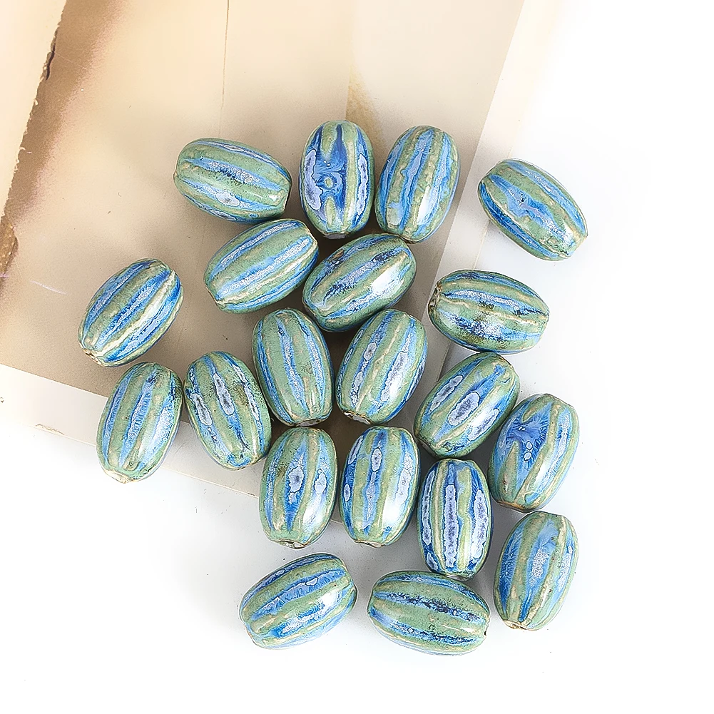 2 шт. в форме тыквы овальные керамические фарфоровые бусины ручной работы