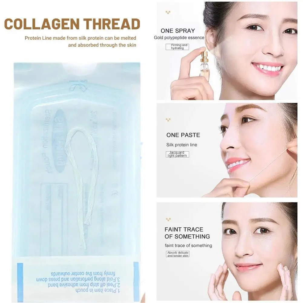 

24/120PCS Absorbent Collagen Threads No Needle Gold Protein Line Anti Aging Women Collagen Face Filler Protein Thread Skin Care