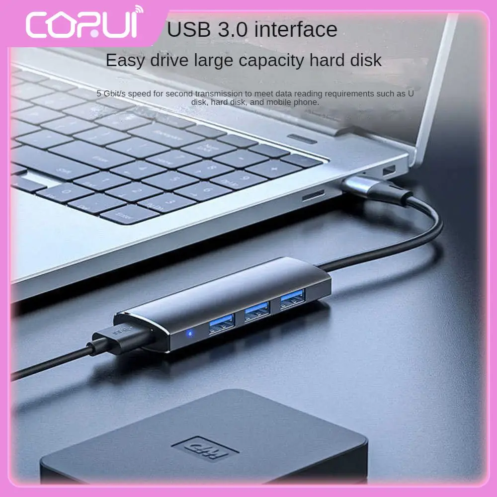 

Laptop Converter 4-in-1 Aluminum Alloy Shell Computer Hub Multifunctional High Speed Transmission Laptop Extender Converter