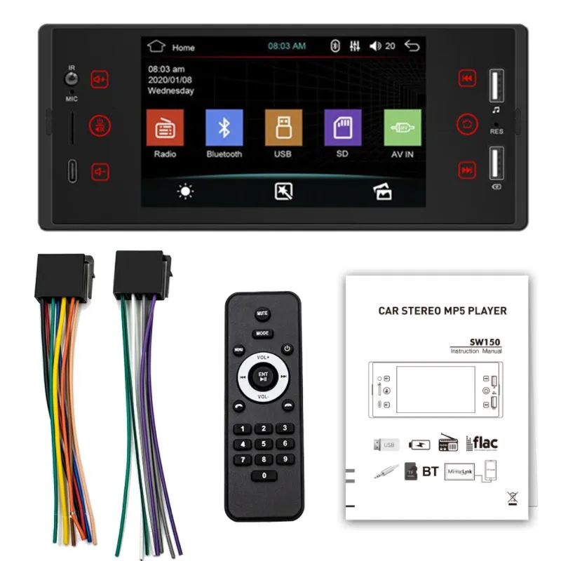 5-дюймовый автомобильный радиоприемник Bluetooth MP5 плеер 1 Din IPS экран Авторадио