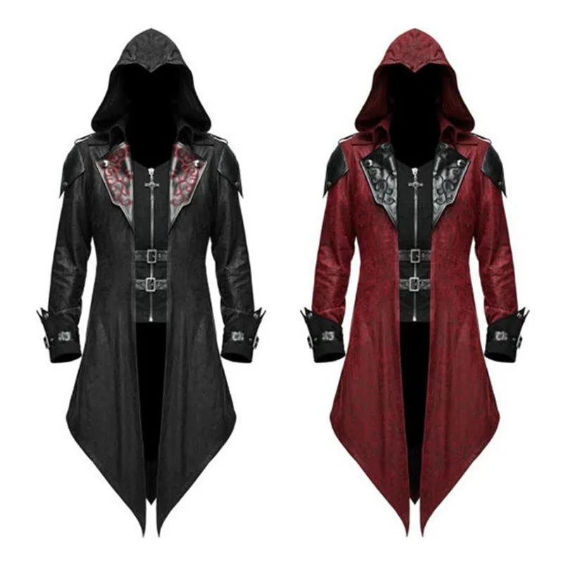 

New Medieval Halloween Retro Patchwork Jacket Men's Gothic Dark Costume