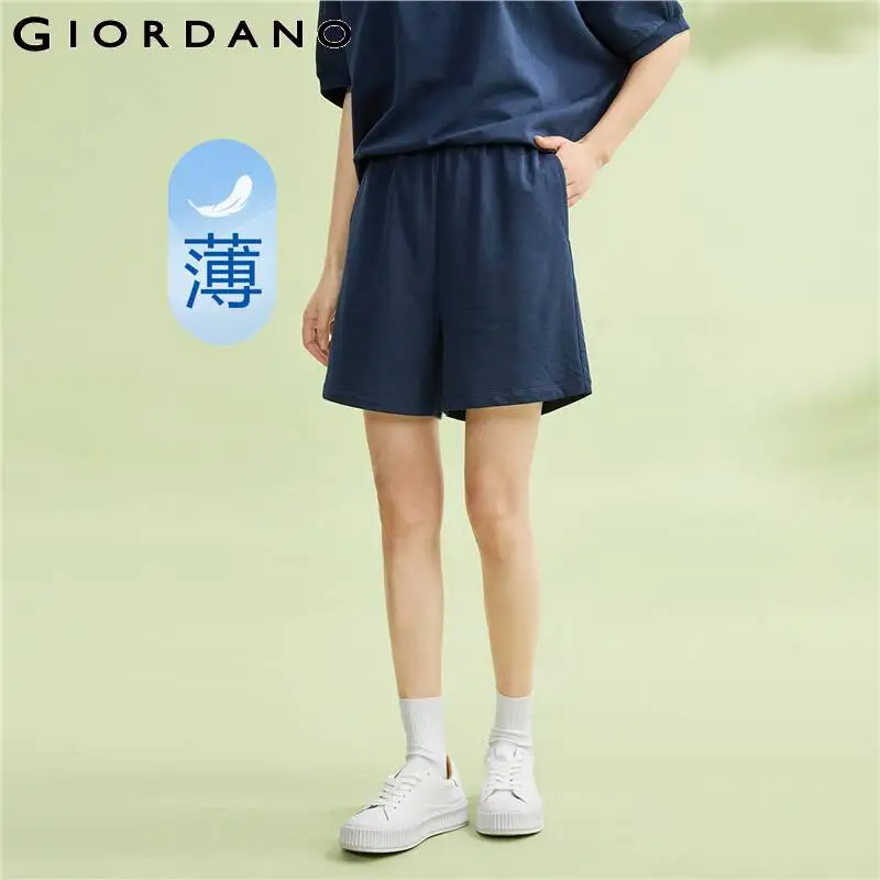 

GIORDANO Women Shorts Simple Solid Color Cotton Terry Shorts Comfort Elastic Waist Fashion Loose Summer Casual Shorts 05403325