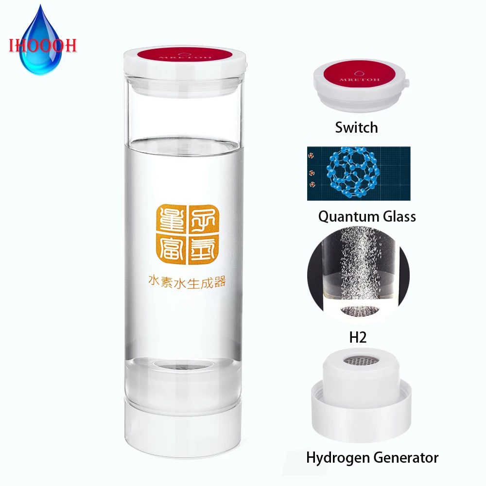 

Portable Quantum Glass Cup Rich Hydrogen Water Generator Bottle SPE/PEM Electrolysis Alkaline Pure H2 Ionizer 600ml Anti-Aging