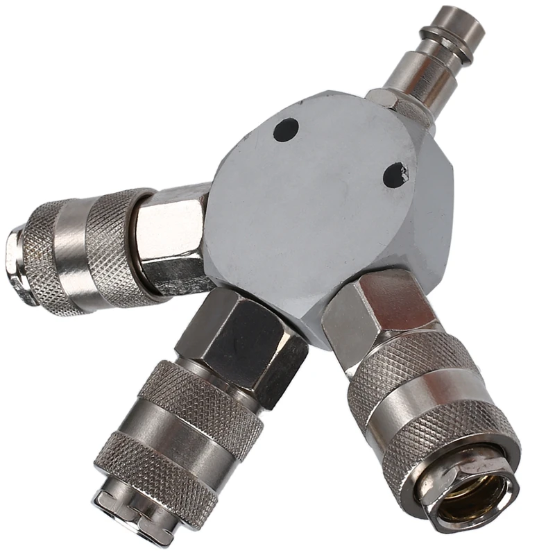 

3-WAY MANIFOLD Quick Coupler 1/4Inch NPT Connector Air Hose Coupling Pneumatic Tools European Style