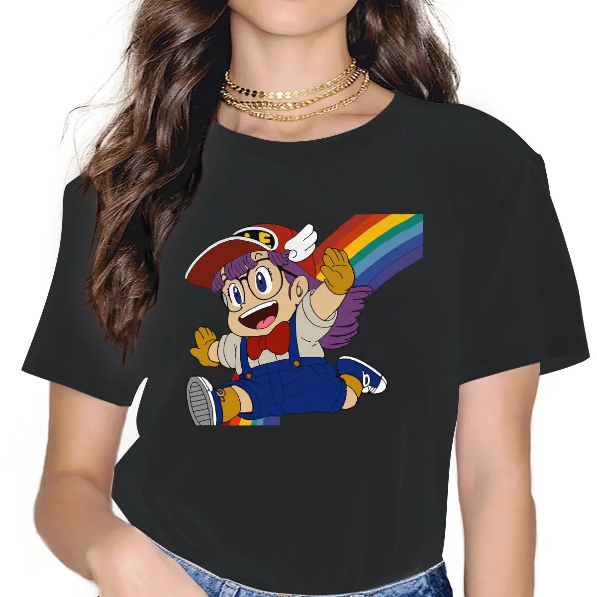 

Arale Women T Shirt Dr Slump Funny Comics Fashion Tee Shirt Short Sleeve Round Neck T-Shirt 100% Cotton Birthday Gift Clothes
