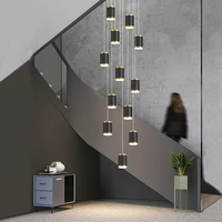 chandelier staircase modern led simple lamp black villa ceiling lights for living room suspension chandelier lustre