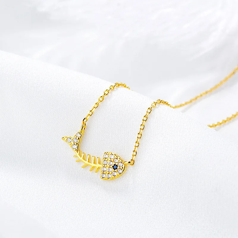 WYEAIIR 925 Стерлинговое Серебро креативный циркон блестящие Fishbone INS Изящные