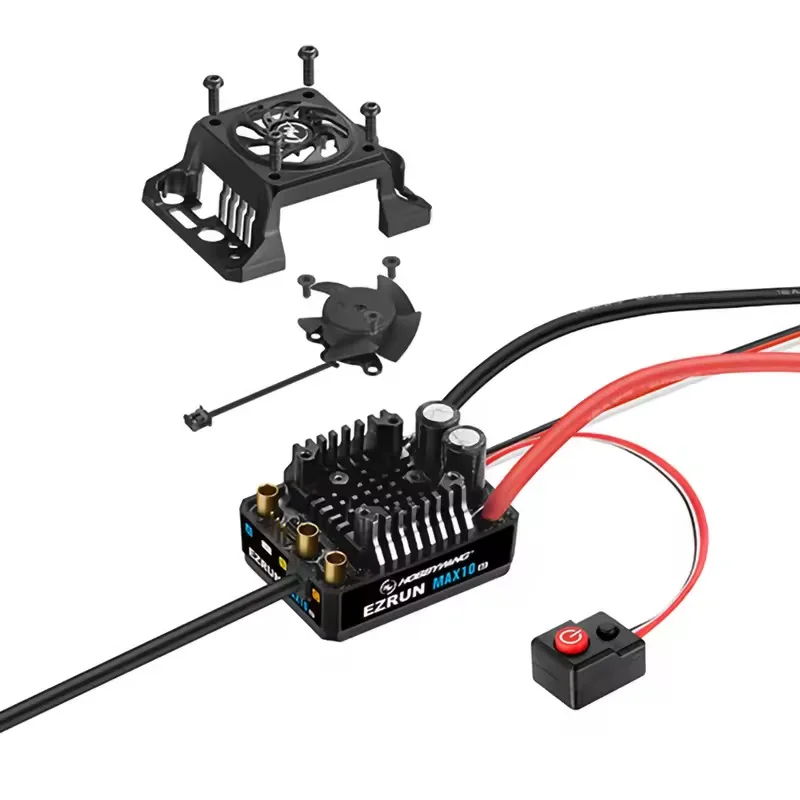 Фото Бесколлекторный регулятор скорости HOBBYWING EZRUN MAX10 G2 80A 140A с датчиками для радиоуправляемых моделей автомобилей и багги масштаба 1/10 и 1/8, аксессуары №2
