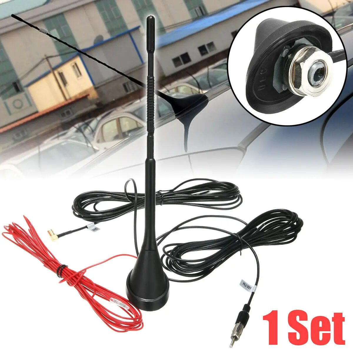 

Universal Atenna Aerial Roof Amplifier Auto DAB & AM/FM Signal 1pc 50 Ohm MB/DIN Connection Mast 23cm Radio 12V