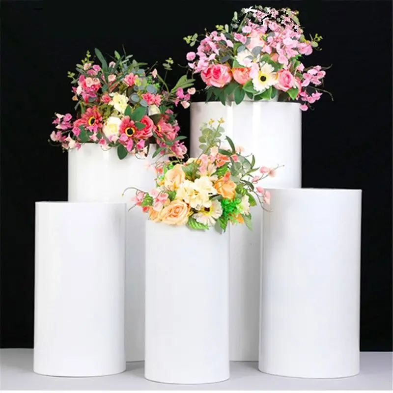 

Round Plinth 3-5pcs Risers White Iron Cylinder Plinth Display Party Pedestal Wedding Reception Area Layout Window Decoration