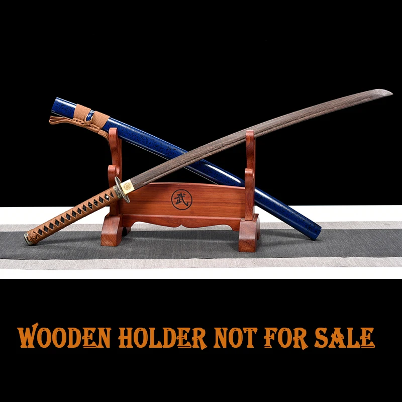 ępiony ręcznie drewniany miecz japoński treningowy Iaido samuraja Katana rekwizyty sceniczne niebieskie punkty Saya dekoracja