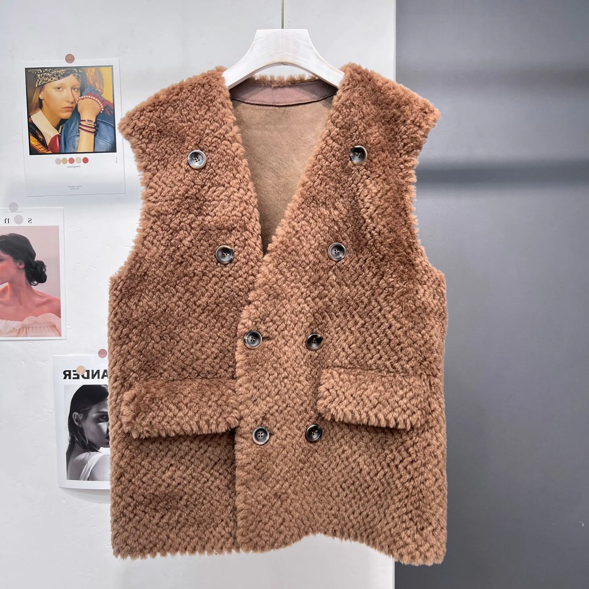 Новый австралийский шерстяной жилет в гранулах Женская майка с двойным рядом