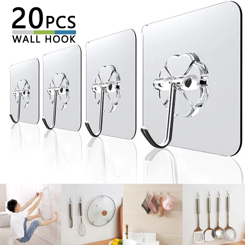 

20 шт., прозрачные настенные крючки, 6 см