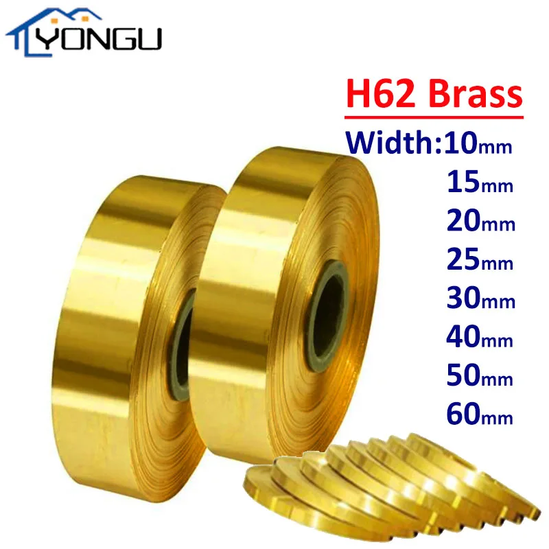 1Meter 99.9% Thin Pure Brass Strip H62 yellow Metal Brass Sheet Foil Plate Thickness 0.1-0.5mm Width 10-60mm