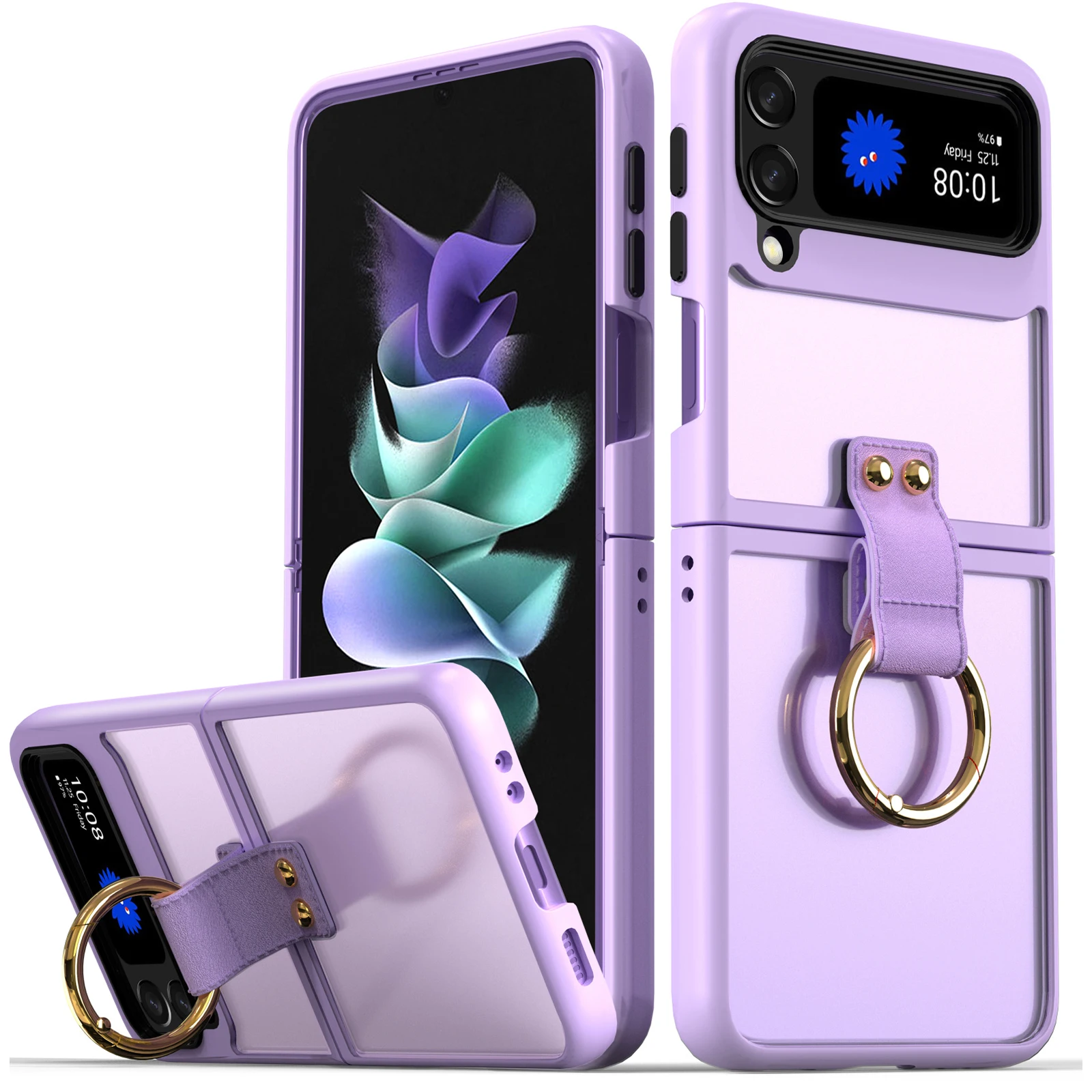 

Чехол с кольцом-подставкой для Samsung Galaxy Z Flip 3 5G, мягкий чехол из ТПУ с защитой от отпечатков пальцев и кольцом для Z Flip 3, чехол для телефона