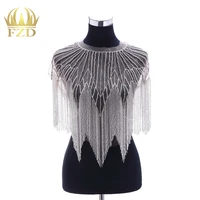 fzd 1 piece handmade sequin cut beads bodice patches and rhinestones applique with gauze for wedding dresses diy clothes