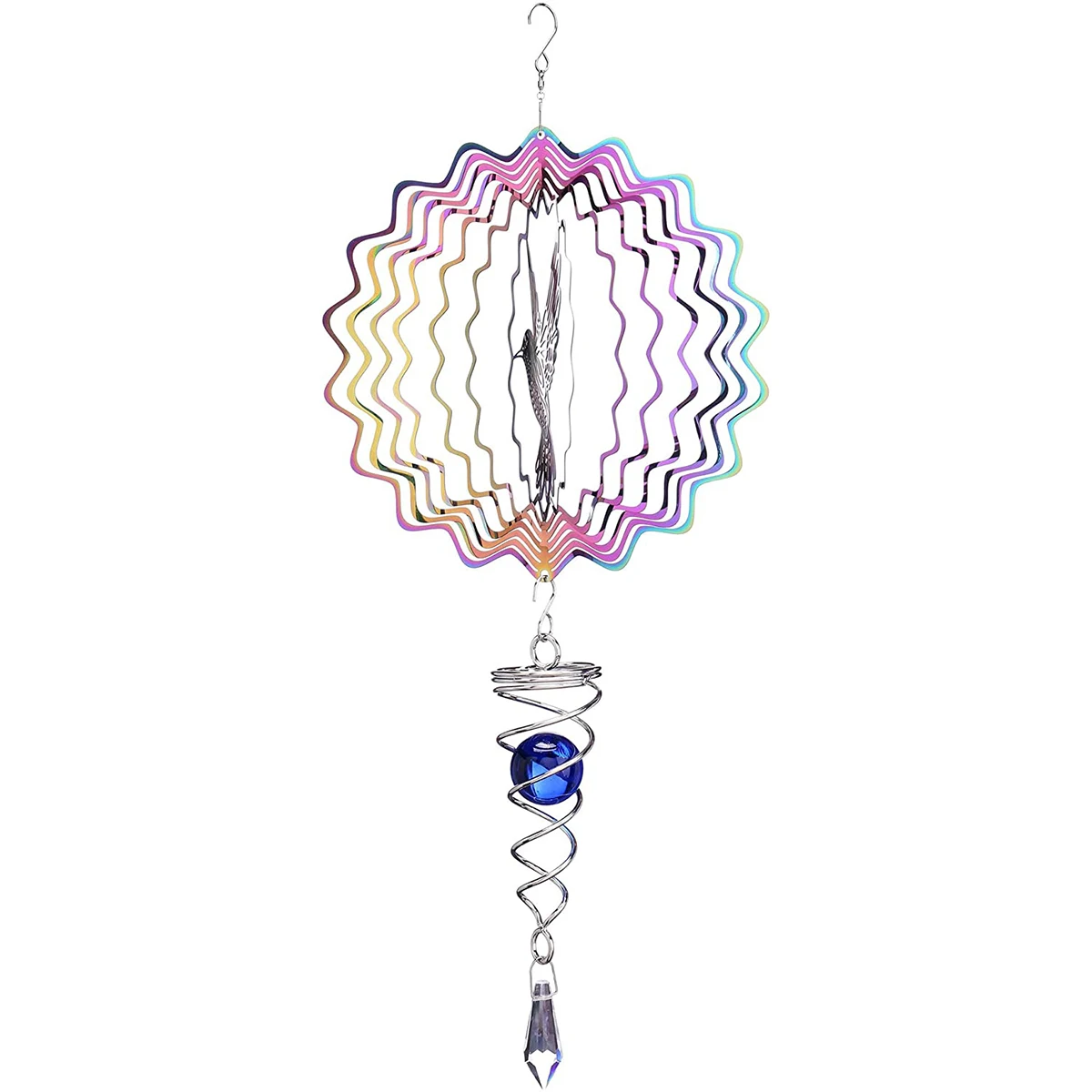 

Wind Spinner 3D Hummingbird Stainless Steel Wind Chime 360° Rotation Weather Resistant Hanging Wind Sculpture Ornament for