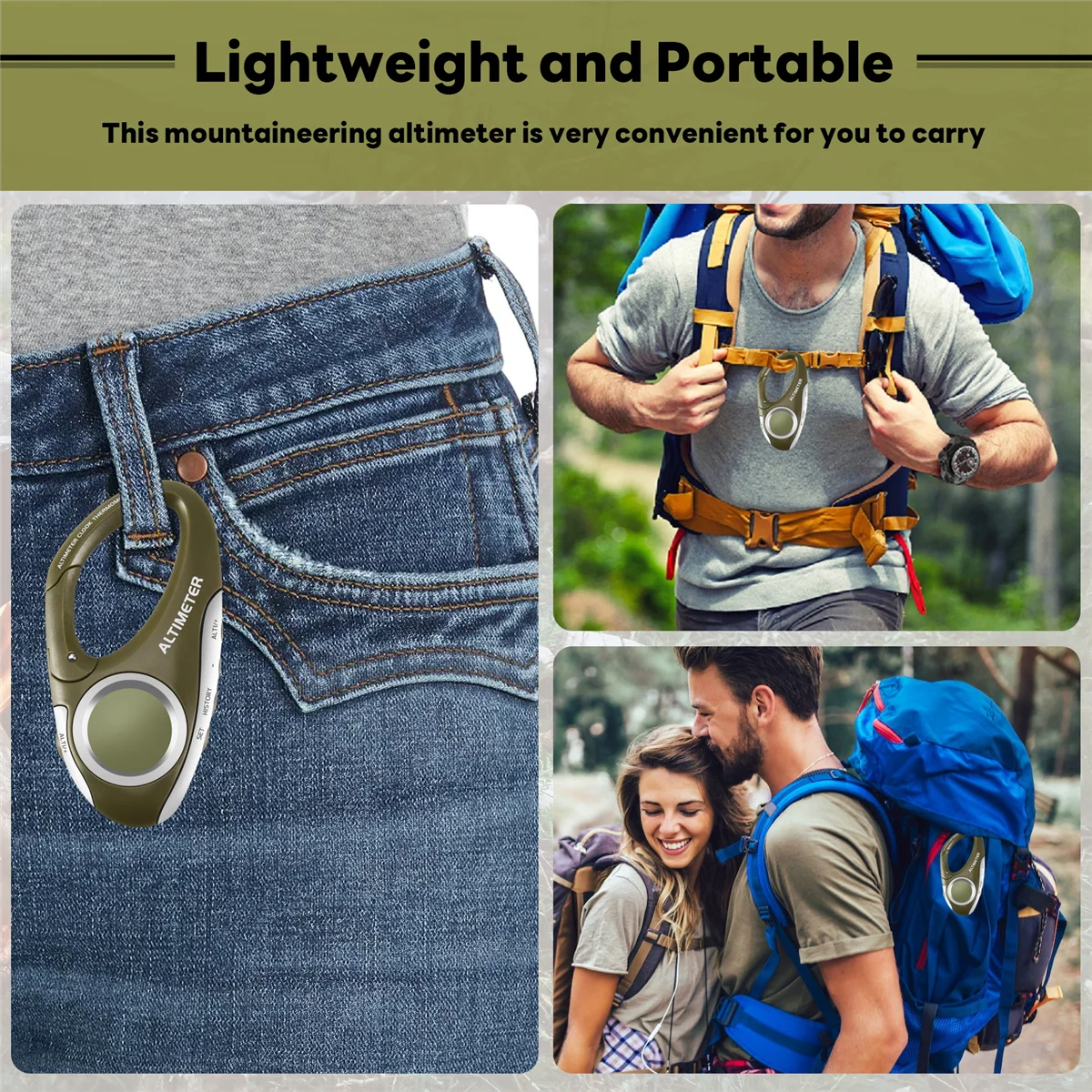 Электронный альтиметр карабин ручной термометр измеритель режима прогноза