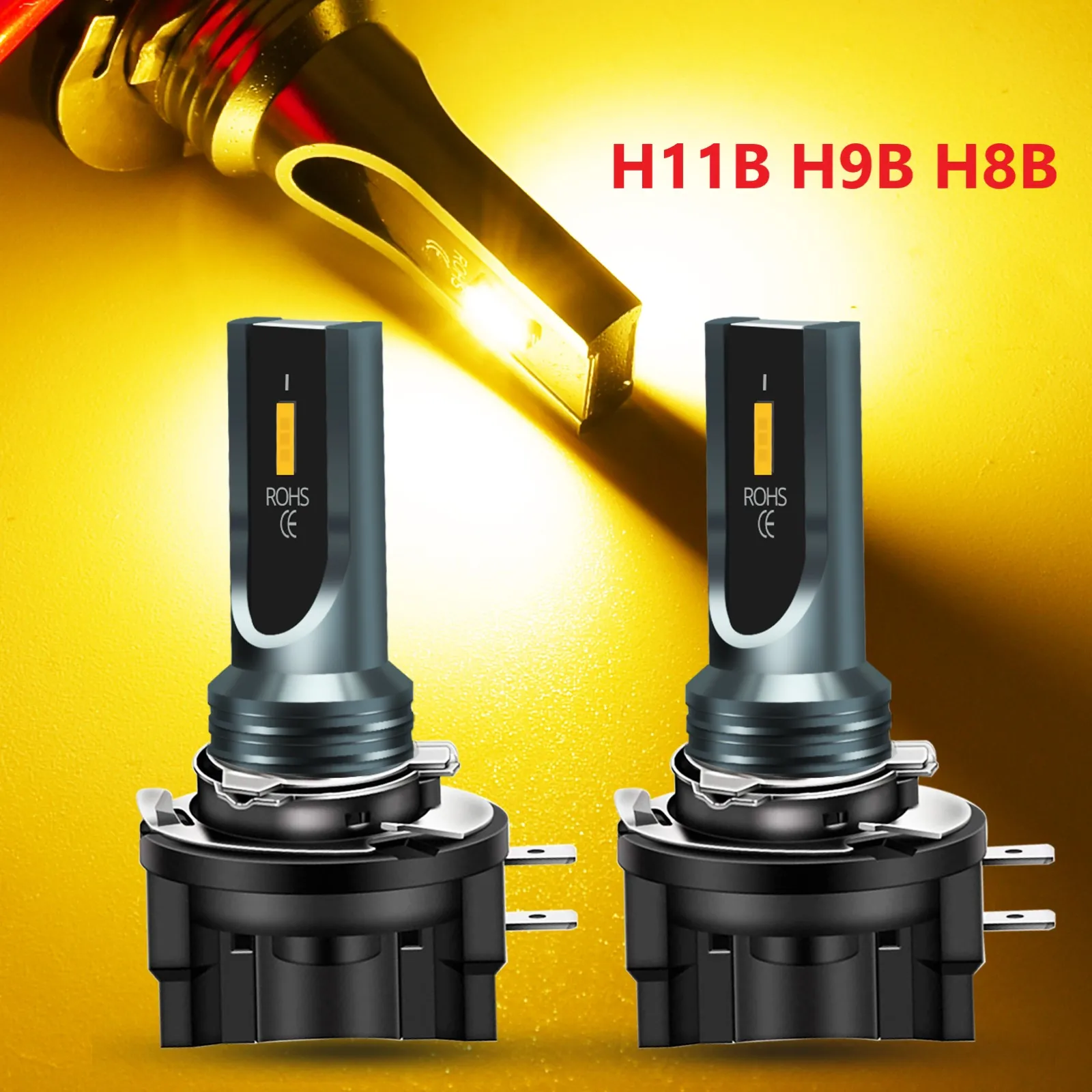 2x H8B H9B H11B светодиодная лампа для фар белого/янтарного/голубого цвета совместимая