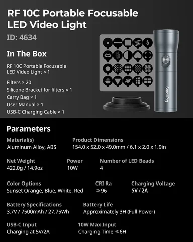 SmallRig RF 10C RGB видеолампа 7500 мАч