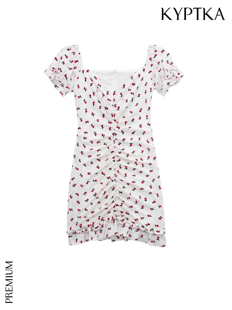 

Женское мини-платье с вышивкой KYPTKA, черное винтажное платье на молнии сзади с коротким рукавом,