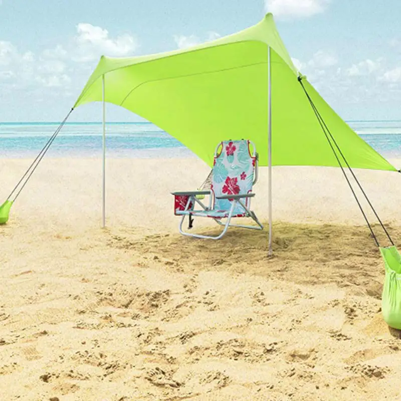 

210*210*160cm Family Beach Sunshade Lightweight Sun Shade Tent With Sandbag Anchors 4 Free Pegs UPF50+ UV Large Portable Canopy