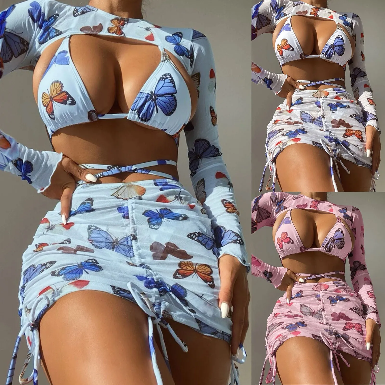 

Костюм с юбкой 2022, индивидуальный дизайн, яркий женский купальник, пляжная одежда, бикини, длинная юбка и топ для девочек