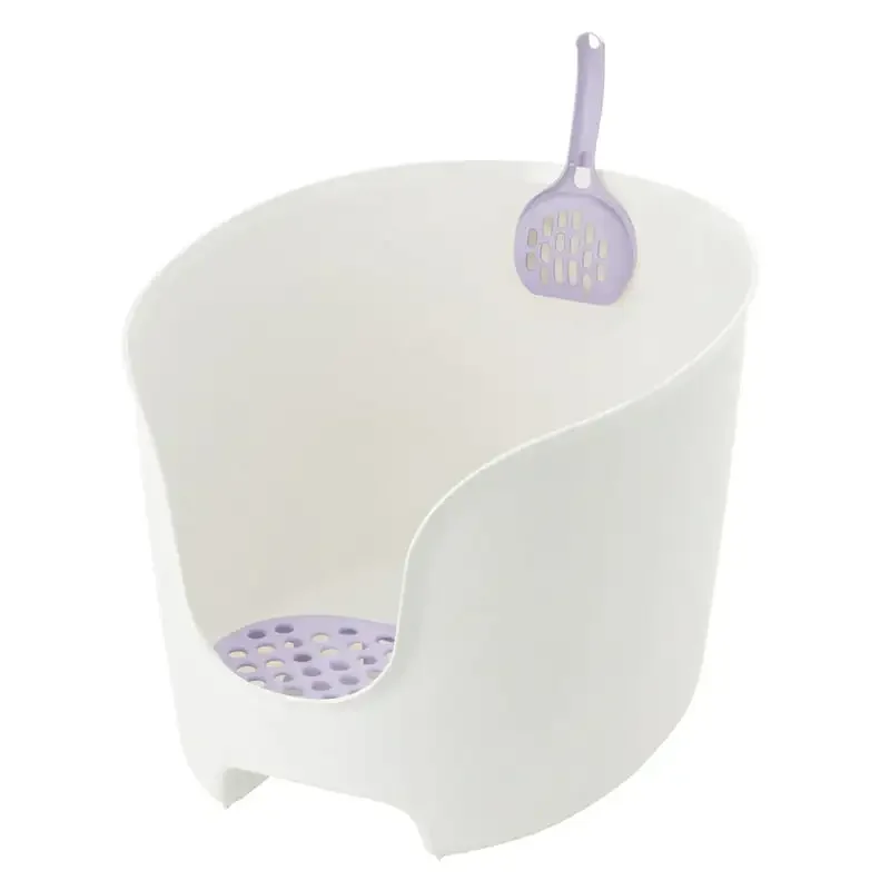 

TRAX High Wall Cat Litter Box in White/Lavender, High Sides Cat Litter Box with Scoop