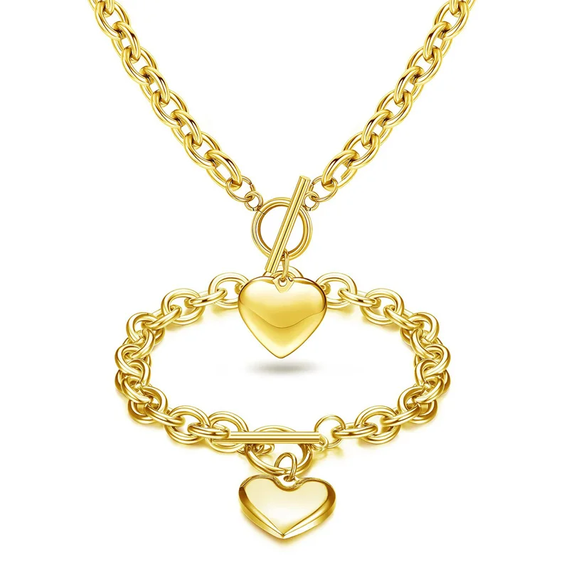 Женский ювелирный комплект из колье и браслета нержавеющей стали