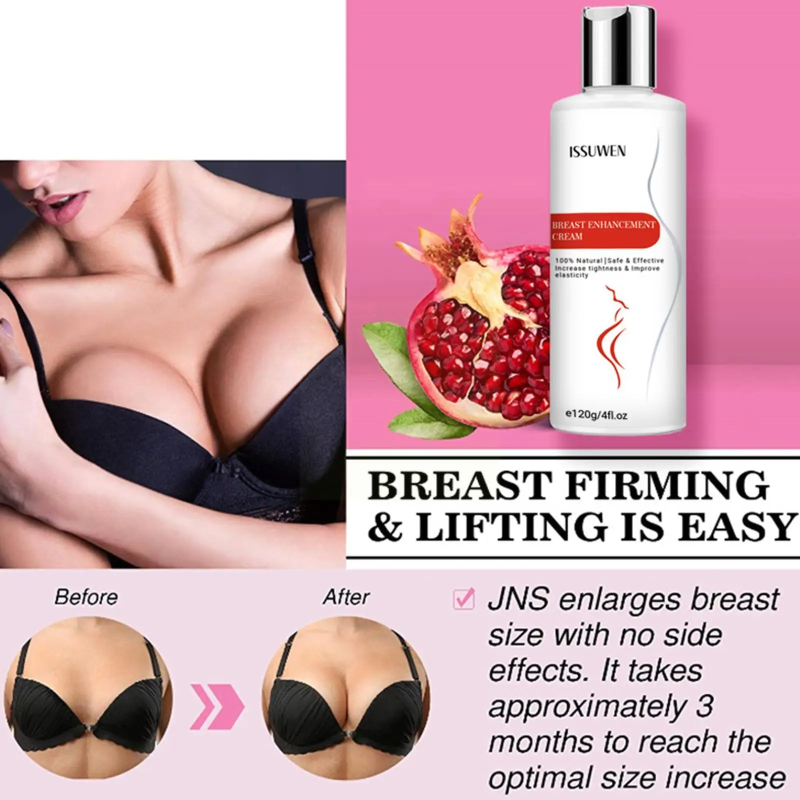 

Breast Enhancement Cream Fast Growth Boost Female Hormones Improve Sagging Lifting For Firming Massage Woman Breast Beauty J5o4