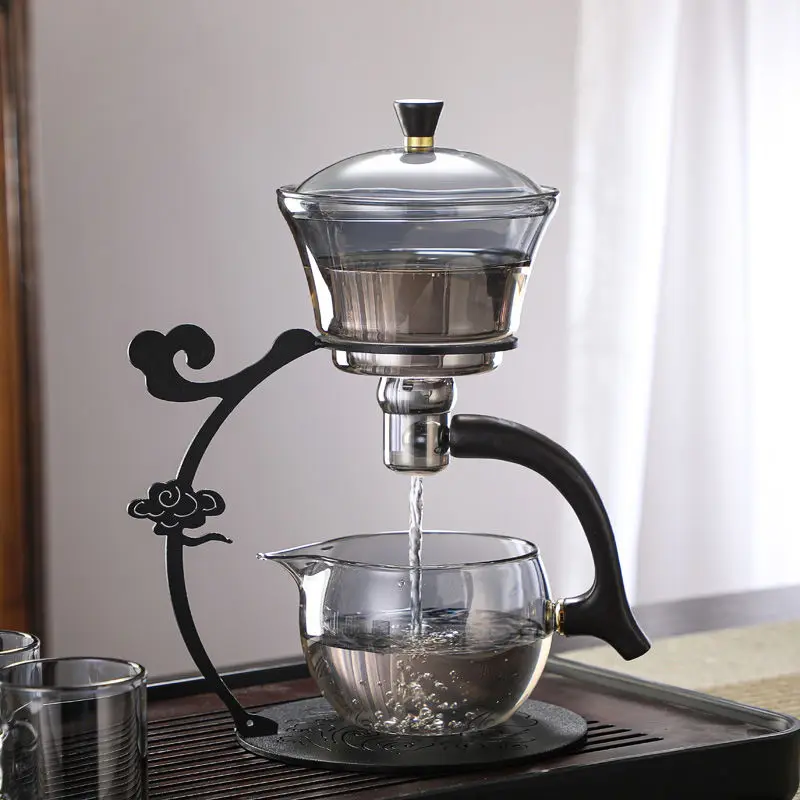 

Kungfu Glass Teapot Magnetic Water Diversion for Kitchen Drink Kettles Cooking Tea Maker Glasses Tea Infuser Teapot Set Teaware