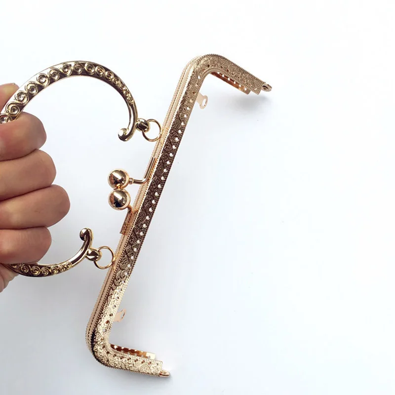 4pcs/lot 20cm Metal Kiss Clasp Lock Purse Frame Embossed Handle for Clutch Handbag Making Antique Bronze Bag Accessories