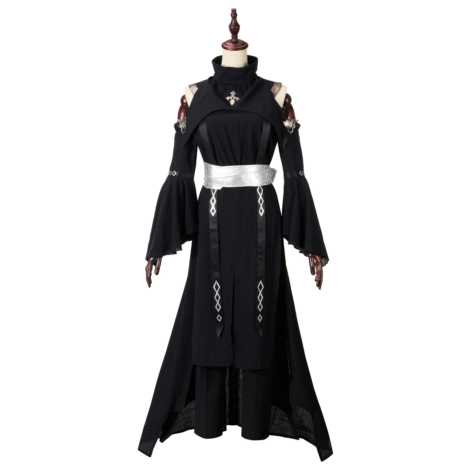 FF14 Asphodelos Chiton исцеляющий черный костюм косплей черное платье брюки головной убор
