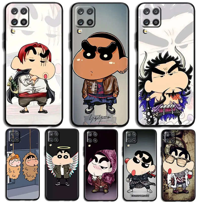 

Crayon Shinchans Phone Case For Samsung Galaxy A10 A20 A30 A2 Core A40 A50 S A60 A70S A70 A80 A90 Black luxury Back Funda Cover