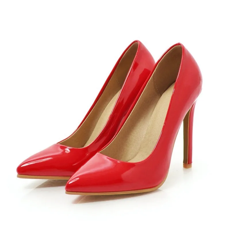 2022 New Spring Lady Pumps Thin High Heels Pointed Toe Women Sexy Office Shoes Plus Size Fashion Red Black Female Footwear G0002