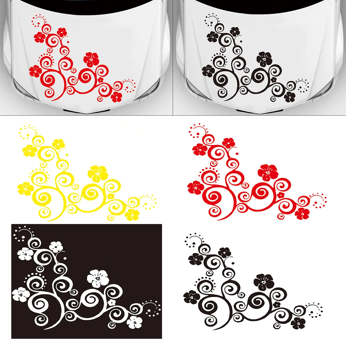 

50 x 80CM 4 Colors PVC Summer Flower Pattern Personality Car Body / Bumper / Hood / Scratch Sticker