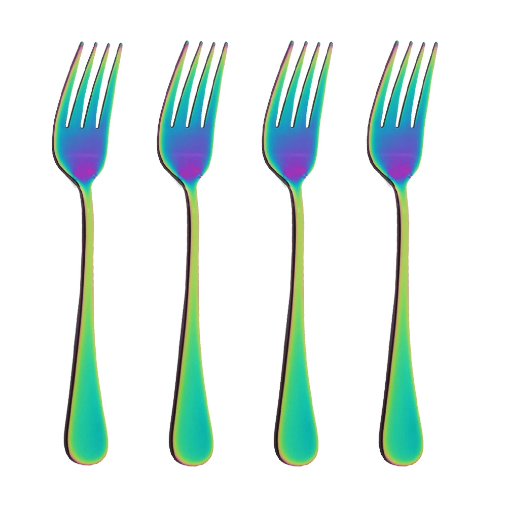 

4 шт., разноцветные столовые приборы из нержавеющей стали