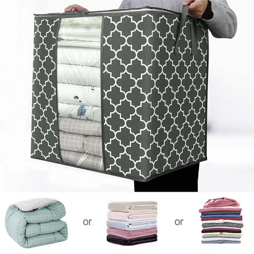 

Foldable Storage Box Portable Clothes Organizer Tidy Pouch Suitcase Non-woven Home Storage Box Quilt Storage Container Bag Box