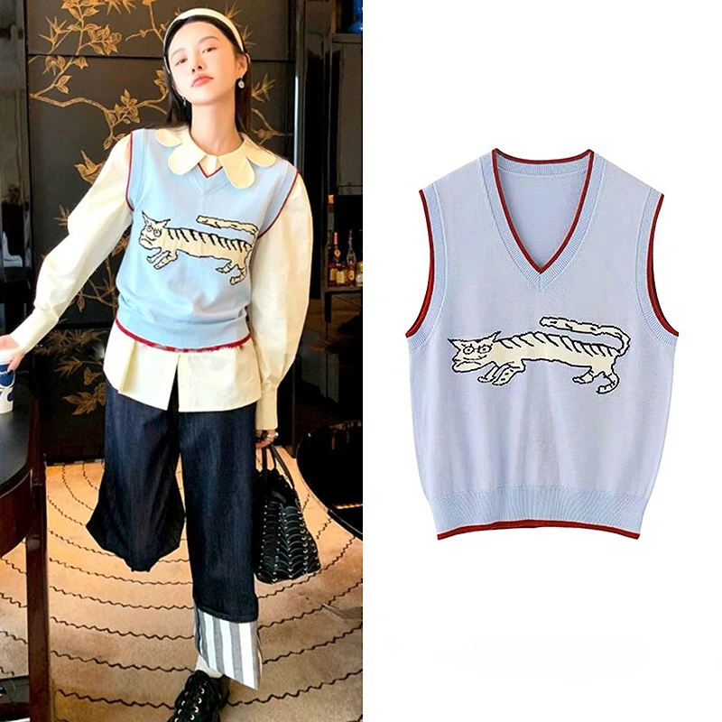 

Женский трикотажный жилет в стиле Харадзюку, с мультяшным принтом слона