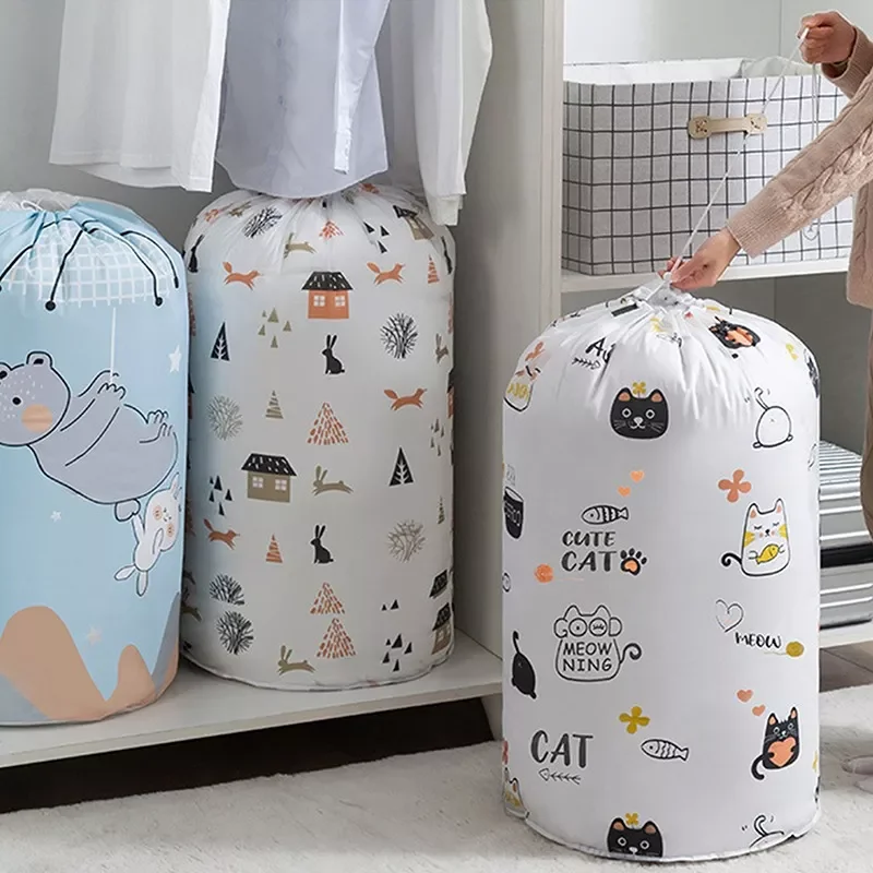 

Cartoon Bear Collapsible Storage Bag Beam Port Transparent Organizer Clothes Blanket Baby Toy Basket Container Quilt Travel Bags