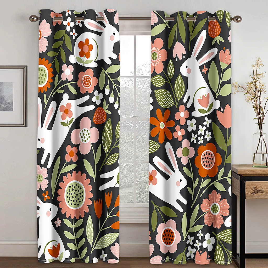 

3D Happy Easter Egg Rabbits Window Blind Blackout Hall Curtains for KidsLiving Room Bedroom Bathroom Door Kicthen Decor Drapes
