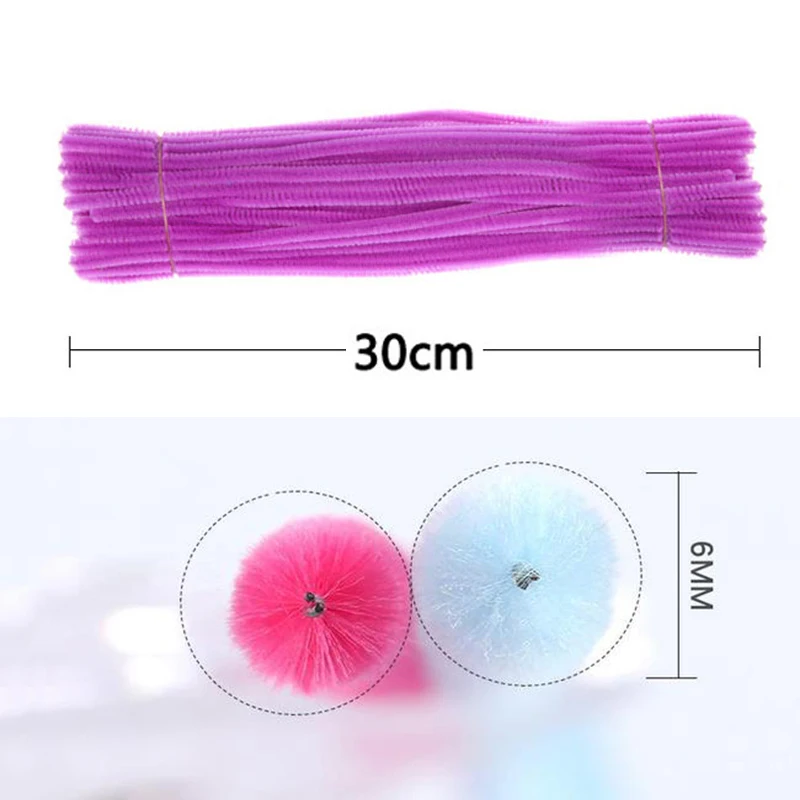 100pcs Handmade Colored Wool Root Top Twisting Bar Handmade Fluffy Bar Iron Wire Creative Plush DIY Play Decorations Baby Toys