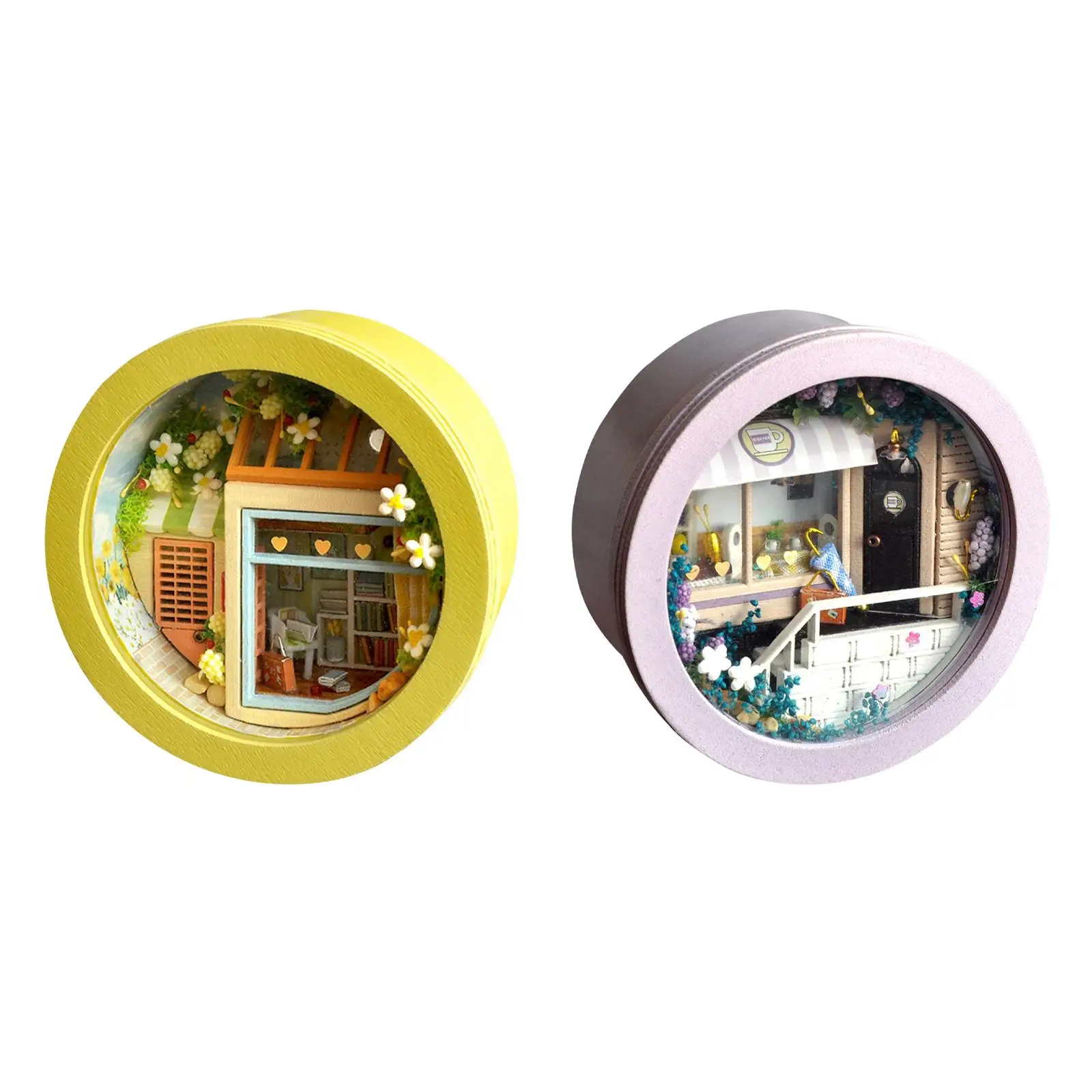 

Wood Miniature Dollhouse Handmade Craft Chic Gift Creative Toys with Furniture Small House Set for Desktop Bookshelf
