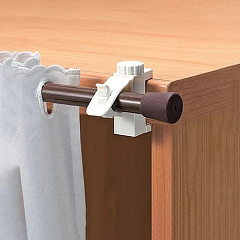 

2Pcs Adjustable Support Bracket Towel Rod Hook Clip Self Adhesive Shower Curtain Organized Rods Hooks Rod Holder Bathroom Holder