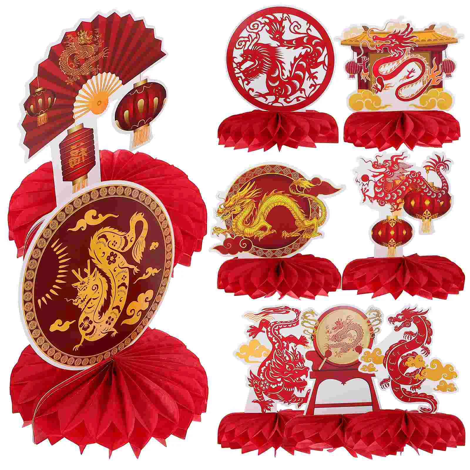 

9 Pcs New Year Desktop Adornment Home Decor Honeycomb Party Spring Festival Decoration Balls Decorative Paper Prop Creative