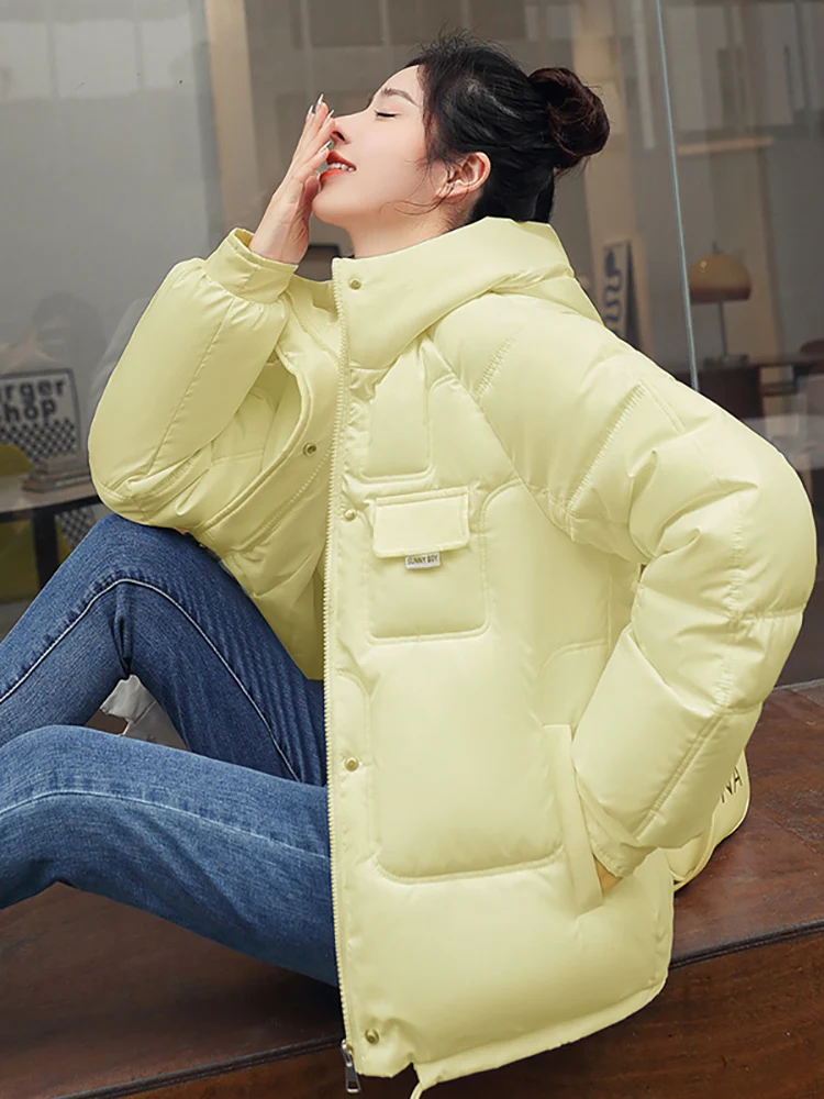 AOSSVIAO New 2023 Women Short Jacket Winter Thick Hooded Cotton Padded Coats Female Korean Loose Puffer Parkas Ladies Oversize