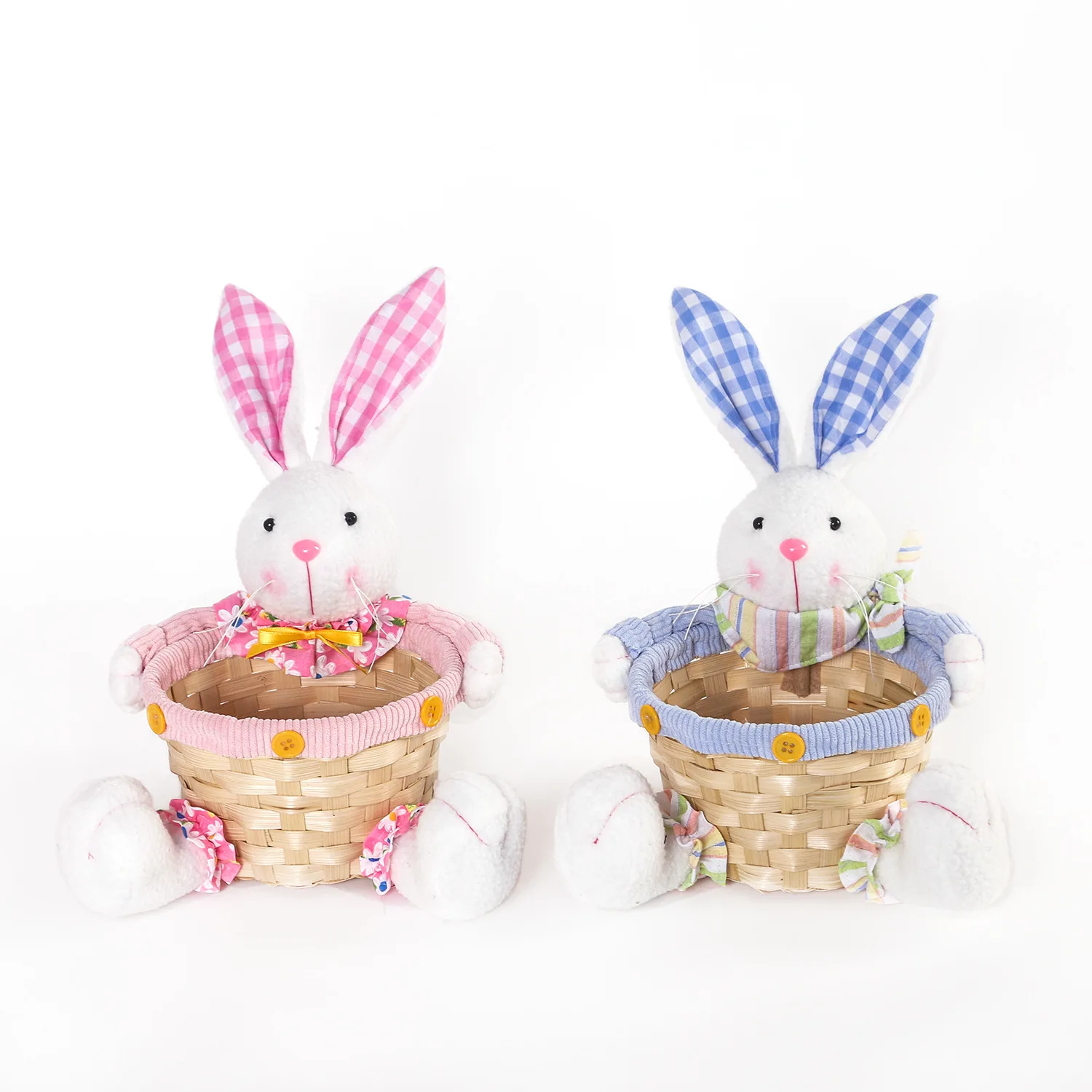 Новые пасхальные украшения мультяшная клетчатая кукла-кролик корзина для конфет